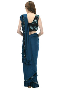 Thumbnail for Mominos Fashion All Season Wear Peacock Blue And Black Ruffled 