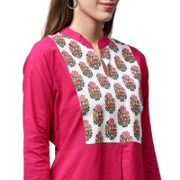 Thumbnail for NOZ2TOZ Pink Printed 3/4Th Sleeve Cotton Kurta - Distacart