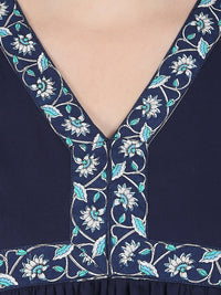 Thumbnail for NOZ2TOZ Blue 3/4Th Sleeve Cotton Anarkali Kurta - Distacart
