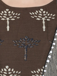 Thumbnail for NOZ2TOZ Brown Printed Half Sleeve Cotton A-Line Kurta With Yoke Design - Distacart