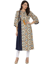 Thumbnail for NOZ2TOZ Blue Printed 3/4Th Sleeve Rayon Anarkali Kurta With Embroidery Work - Distacart