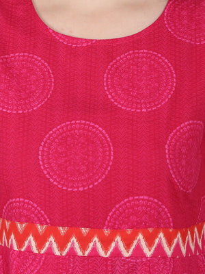 NOZ2TOZ Pink Printed 3/4Th Sleeve Cotton Anarkali Kurta - Distacart