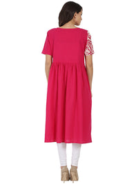 Thumbnail for NOZ2TOZ Pink Half Sleeve Cotton Anarkali Kurta - Distacart