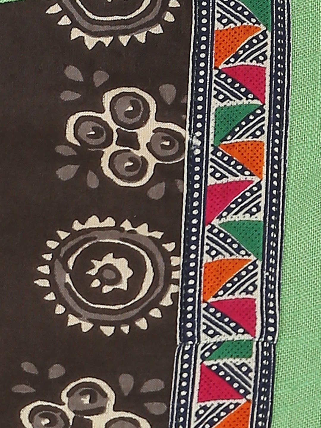 NOZ2TOZ Green Printed 3/4Th Sleeve Cotton A-Line Kurta - Distacart