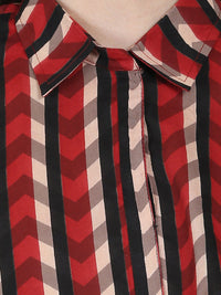 Thumbnail for NOZ2TOZ Red Printed Full Sleeve Cotton Low High Kurta - Distacart