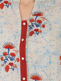 Thumbnail for NOZ2TOZ White & Red Printed Half Sleeve Cotton Double Layer Kurta - Distacart