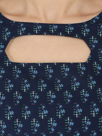 Thumbnail for NOZ2TOZ Blue Printed 3/4Th Sleeve Cotton Double Layer Anarkali Kurta - Distacart