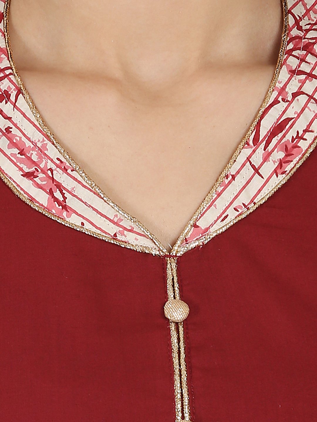 NOZ2TOZ Pink & Maroon Printed 3/4Th Sleeve Cotton Anarkali Kurta - Distacart