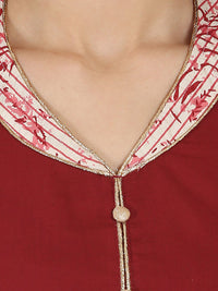 Thumbnail for NOZ2TOZ Pink & Maroon Printed 3/4Th Sleeve Cotton Anarkali Kurta - Distacart