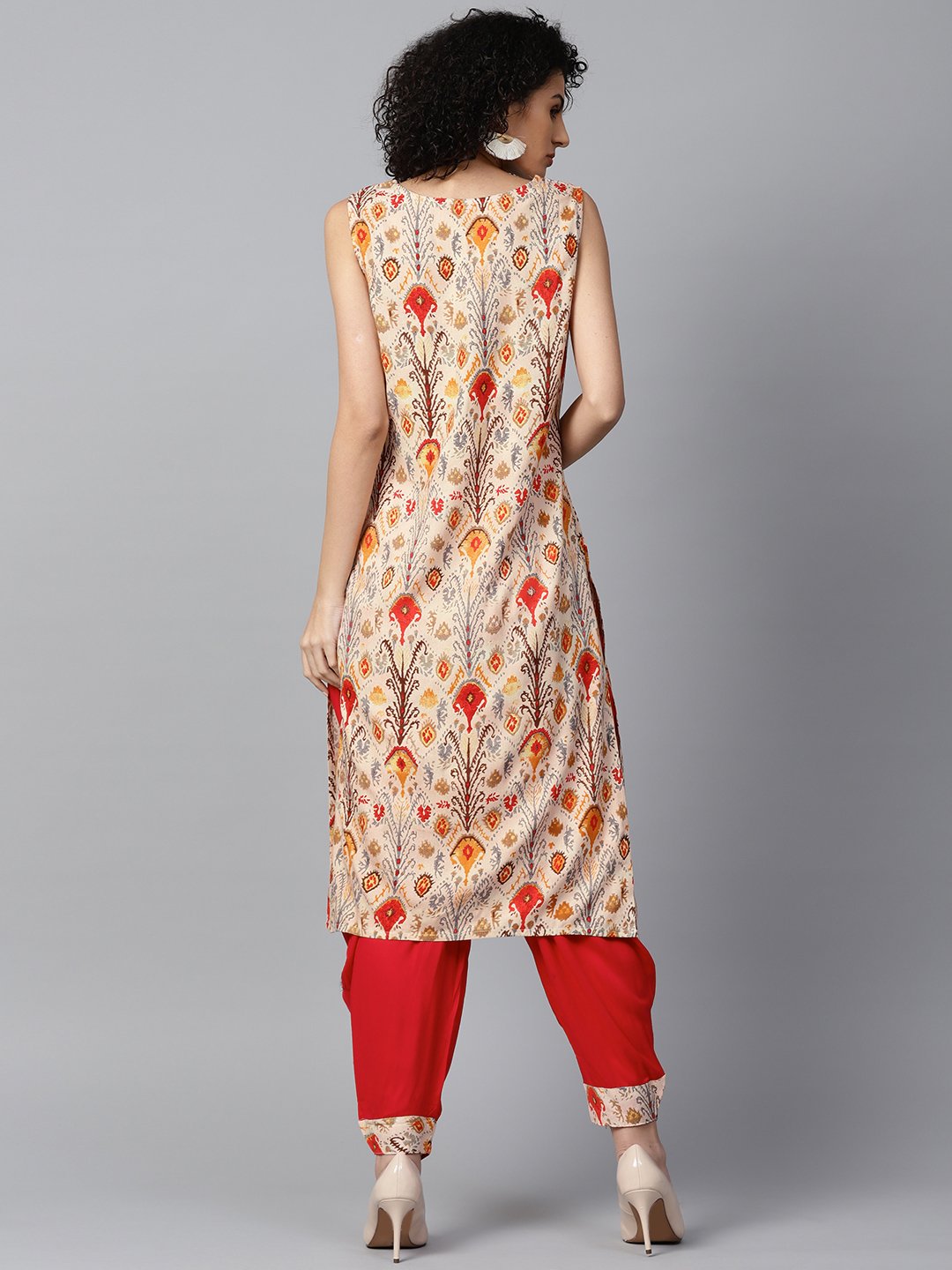 NOZ2TOZ Red printed sleeveless cotton kurta with red ankle length dhoti - Distacart