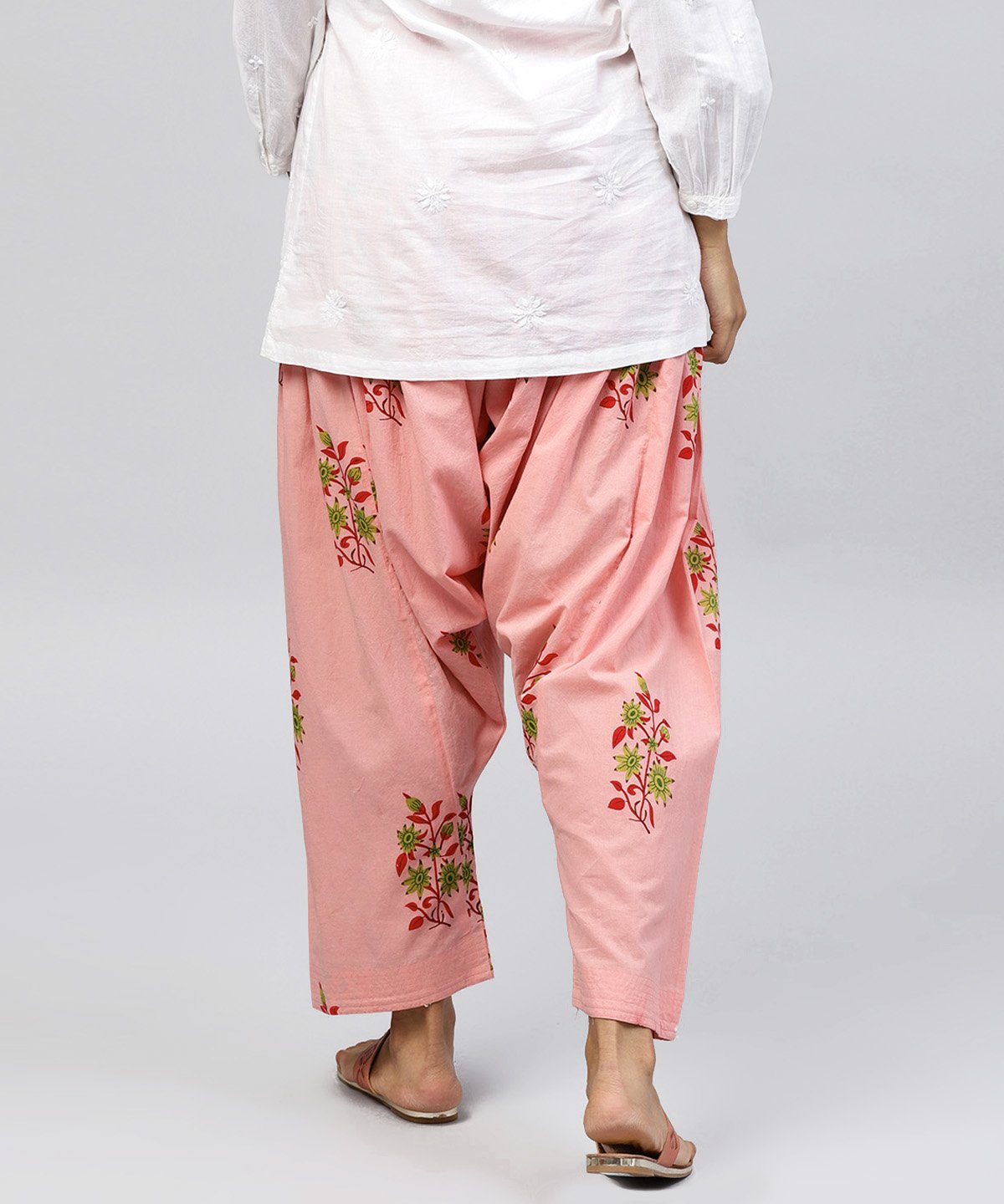 NOZ2TOZ Peach Printed Ankle Length Cotton Salwar - Distacart