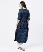 Thumbnail for NOZ2TOZ Blue Printed Gathered A-Line Kurta With White Palazzo - Distacart