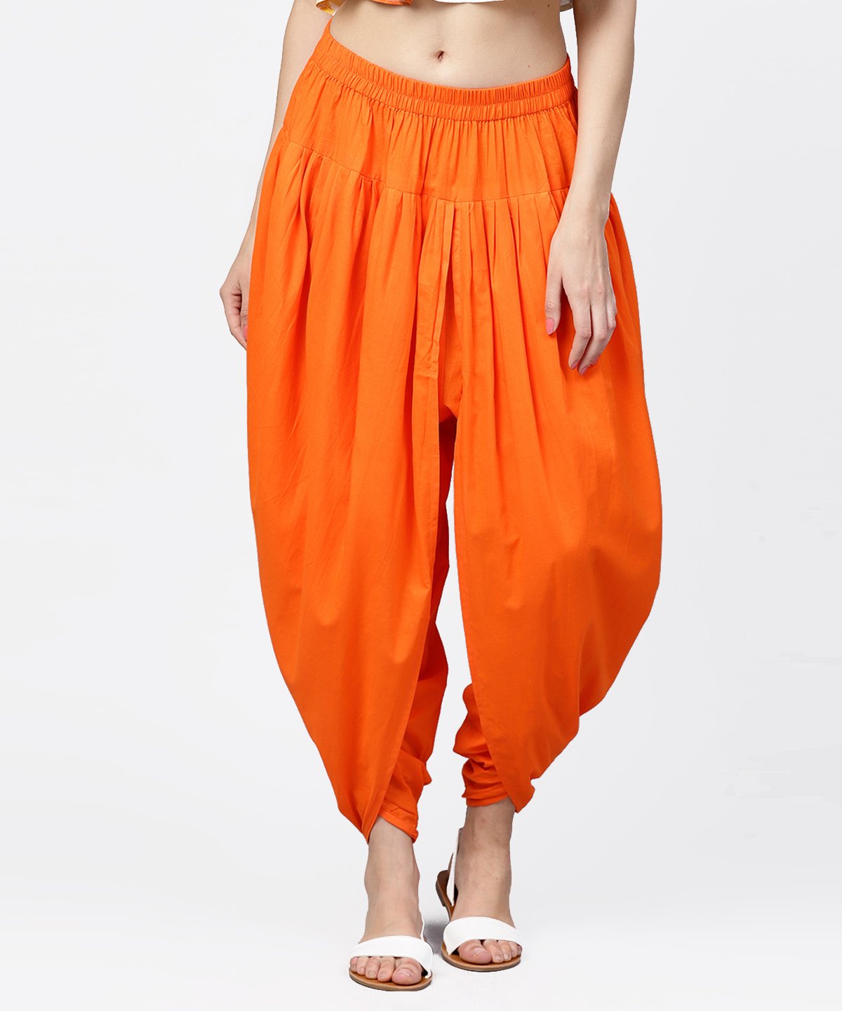 NOZ2TOZ Solid Orange Ankle Length Cotton Dhoti Pant - Distacart