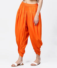 Thumbnail for NOZ2TOZ Solid Orange Ankle Length Cotton Dhoti Pant - Distacart