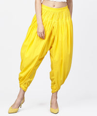 Thumbnail for NOZ2TOZ Solid Yellow Ankle Length Cotton Dhoti Pant - Distacart