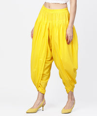 Thumbnail for NOZ2TOZ Solid Yellow Ankle Length Cotton Dhoti Pant - Distacart