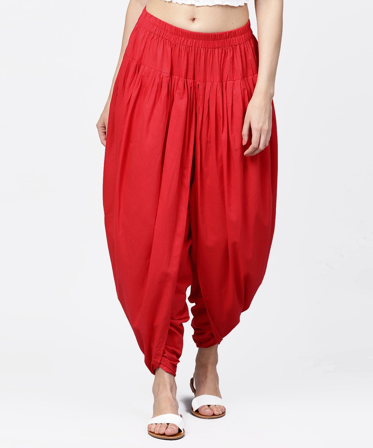 NOZ2TOZ Solid Crimson Red Ankle Length Cotton Dhoti Pant - Distacart