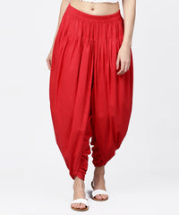 Thumbnail for NOZ2TOZ Solid Crimson Red Ankle Length Cotton Dhoti Pant - Distacart
