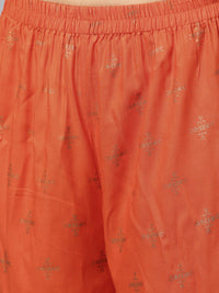 Thumbnail for NOZ2TOZ Dark Brown Printed Kurta Set With Orange Printed Palazzo - Distacart