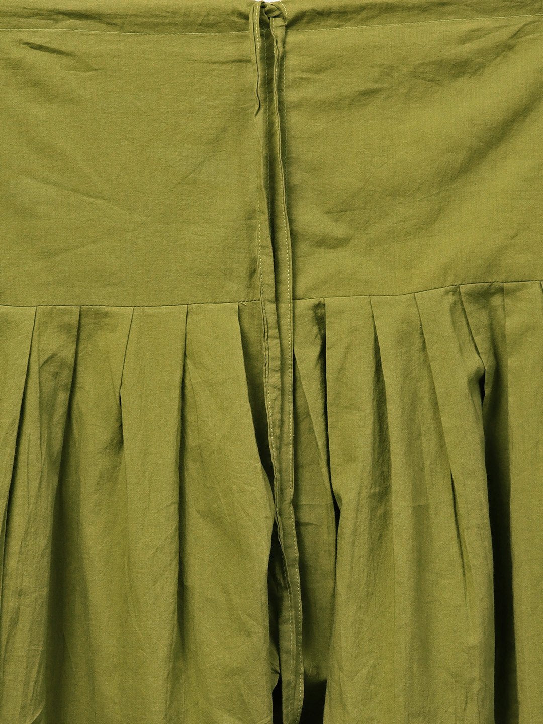NOZ2TOZ Solid Olive Green Pleated Patiala Salwar With Drawstring Detailing - Distacart
