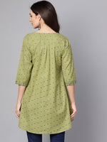 Thumbnail for NOZ2TOZ Green Printed 3/4Th Sleeve Cotton A-Line Kurta - Distacart