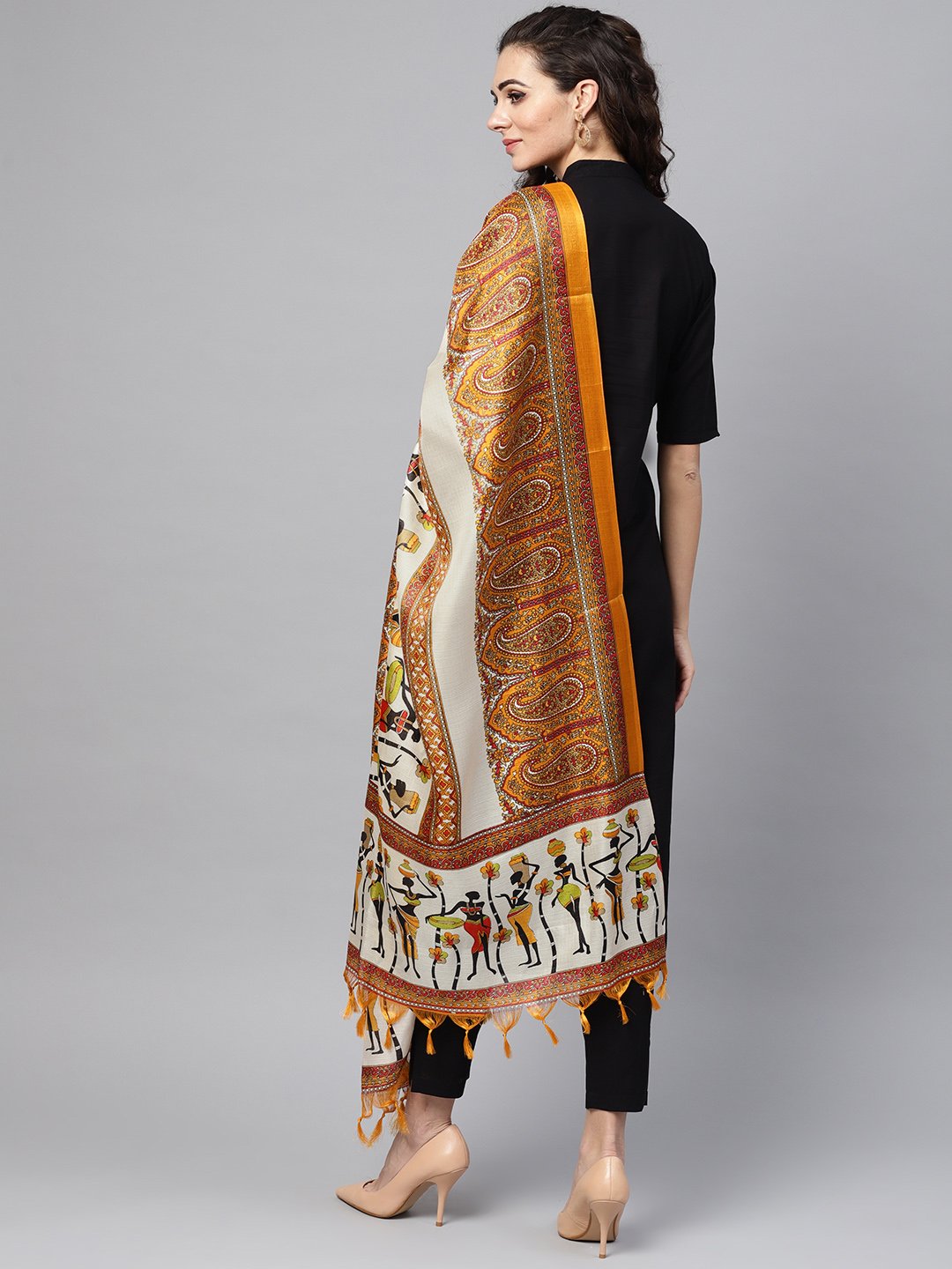 NOZ2TOZ Solid Black Kurta Set With Pants & Bhagalpuri Multi Colored Dupatta - Distacart