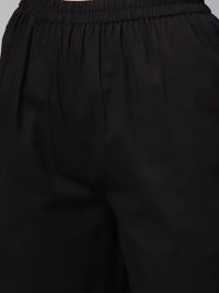 Thumbnail for NOZ2TOZ Solid Black Kurta Set With Pants & Bhagalpuri Multi Colored Dupatta - Distacart