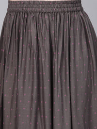 Thumbnail for NOZ2TOZ Grey Gold Printed Kurta Set with Skirt - Distacart