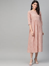 Thumbnail for NOZ2TOZ Women Peach & Multi Abstract Printed Maxi Dress - Distacart