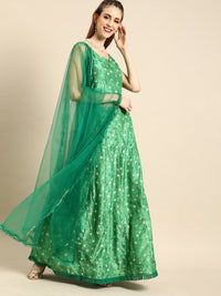 Thumbnail for NOZ2TOZ Women Green Printed Dola Silk Lehenga Choli with Dupatta - Distacart