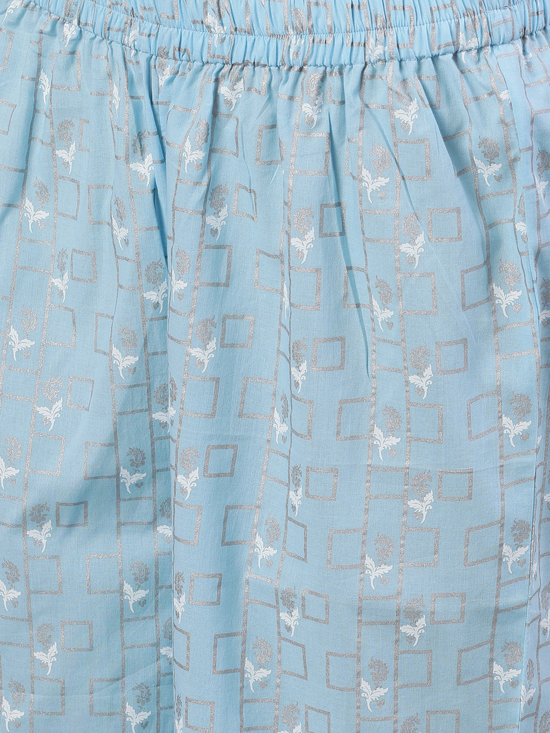 NOZ2TOZ Women Pastel Sky Blue Three-Quarter Sleeves Flared Kurta And Palazzo Set - Distacart