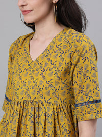 Thumbnail for NOZ2TOZ Women Yellow Three-Quarter Sleeves Gathered Or Pleated Top - Distacart