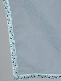 Thumbnail for NOZ2TOZ Women Pastel Blue Embroideres Straight Kurta Plazzo & Net Dupatta - Distacart
