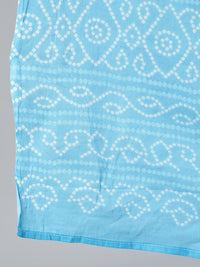 Thumbnail for NOZ2TOZ Women Sky Blue Straight Bandhani Printed Kurta With Plazzo & Dupatta - Distacart