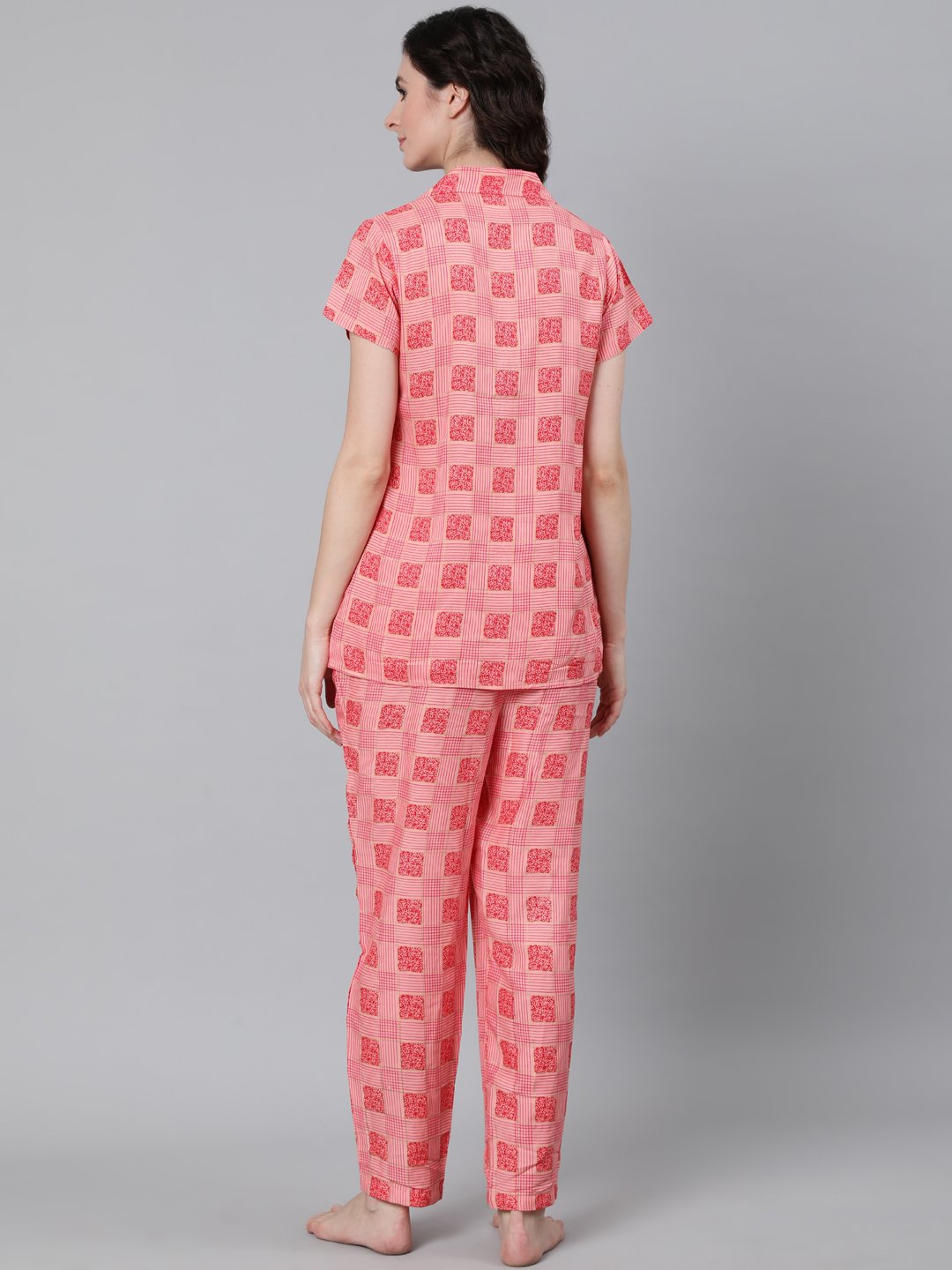 NOZ2TOZ Women Pink Printed Night suit - Distacart