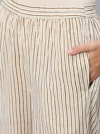 Thumbnail for NOZ2TOZ Women Brown & Off-White Striped Printed Night Suit Set - Distacart