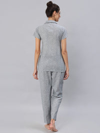 Thumbnail for NOZ2TOZ Women Grey Printed Night Suit Set - Distacart