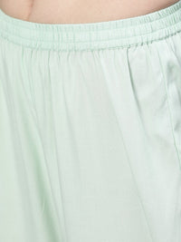 Thumbnail for NOZ2TOZ Women Pastel Green Embroidered Flared Kurta With Jacket,Plazo & Dupatta - Distacart