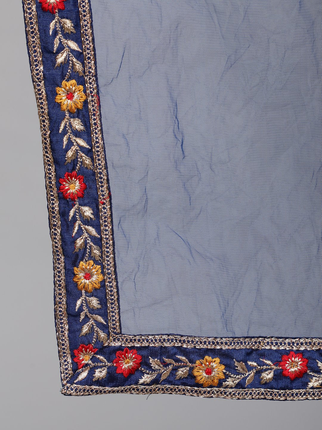 NOZ2TOZ Women Blue Embroidered Straight Kurta With Plazo & Dupatta - Distacart