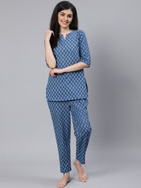 Thumbnail for NOZ2TOZ Women Blue Printed Night Suit - Distacart