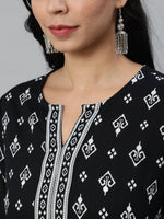 Thumbnail for NOZ2TOZ Women Black & White Printed Cotton Tunic - Distacart