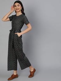 Thumbnail for NOZ2TOZ Women Green Printed Jumpsuit With Side pockets - Distacart