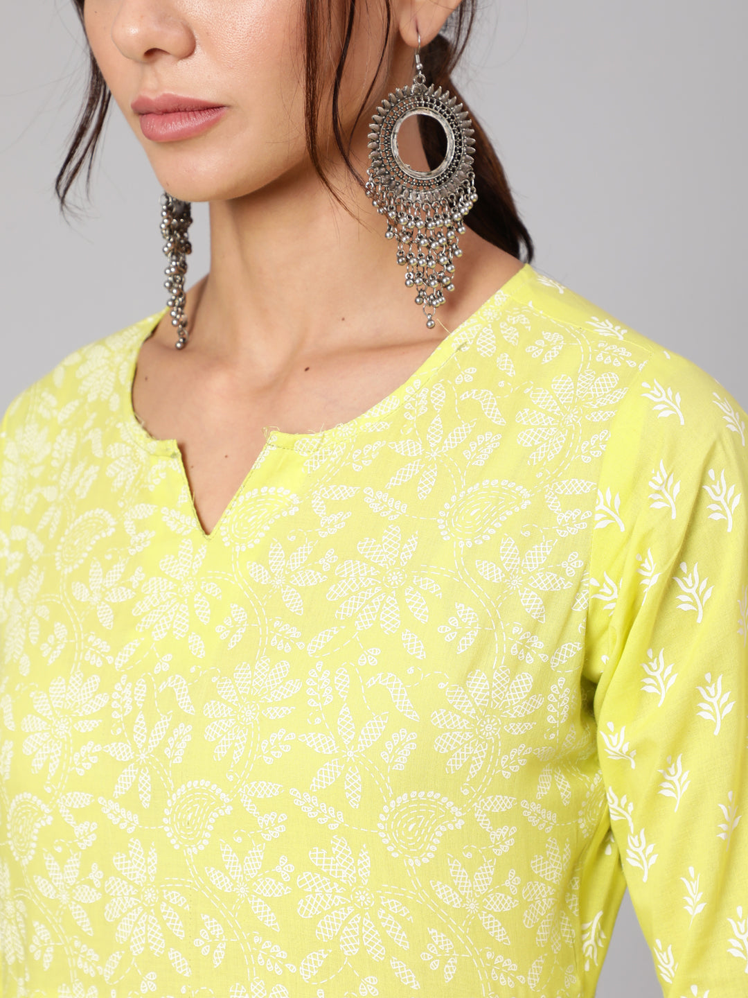 NOZ2TOZ Women Green Printed A-Line Tunic With Three Quarter Sleeves - Distacart