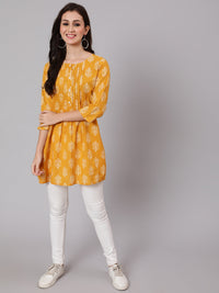 Thumbnail for NOZ2TOZ Women Mustard Ethnic Printed Tunic - Distacart