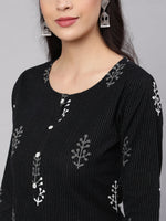 Thumbnail for NOZ2TOZ Women Black Printed Straight Kurta With Three Qurter Sleeves - Distacart