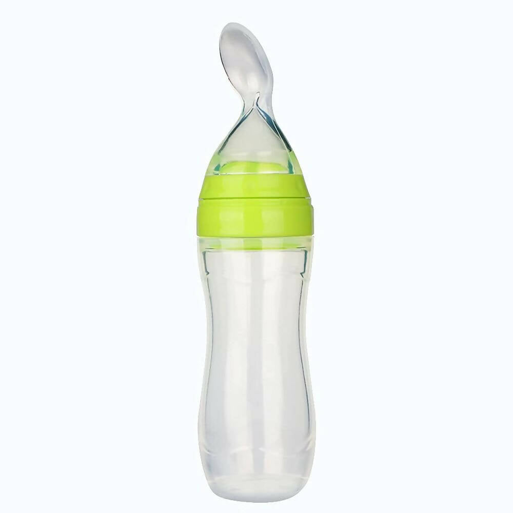 Safe-O-Kid Easy Squeezy Silicone Food Feeder Spoon (Soft Tip) Bottle- Green- 90mL - Distacart