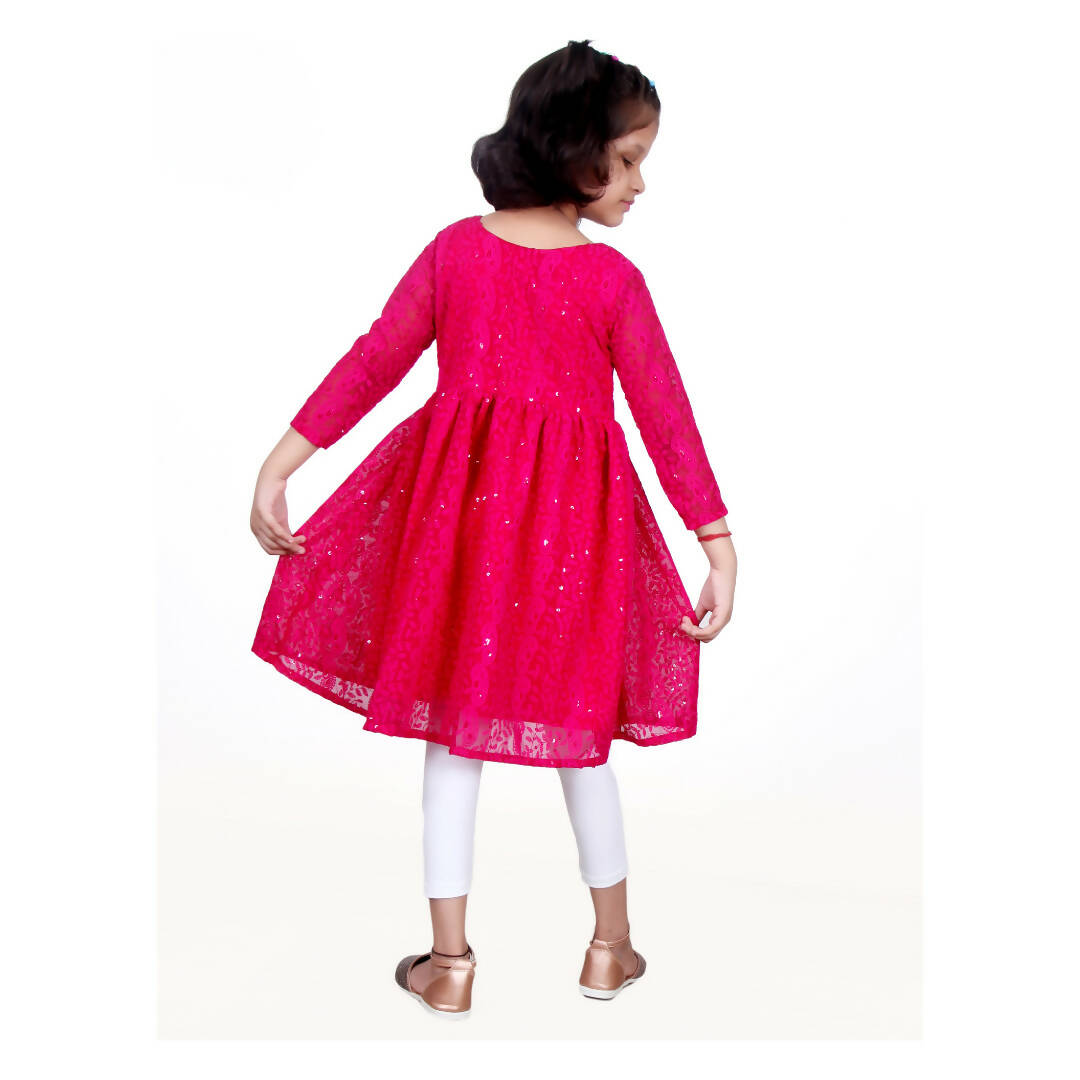 Akarshan viscose Lukhnowi Chikankari Anarkali kurta with leggings - Pink - Distacart