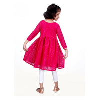 Thumbnail for Akarshan viscose Lukhnowi Chikankari Anarkali kurta with leggings - Pink - Distacart