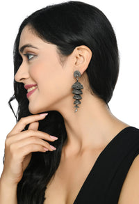 Thumbnail for Mominos Fashion Johar Kamal Peacock Design Silver Colour Earrings - Distacart