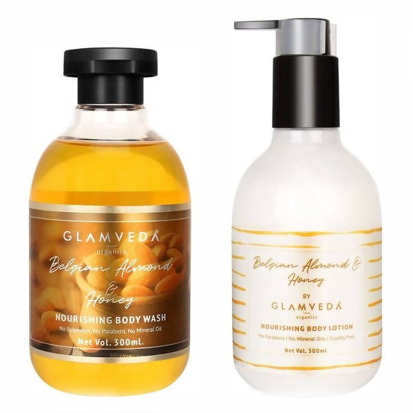 Glamveda Belgian Almond &amp; Honey Nourishing Body Wash &amp; Lotion Combo Pack